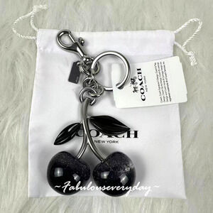 Coach Signature Cherry Bag Charm 88547 Silver/Black Multi NWT